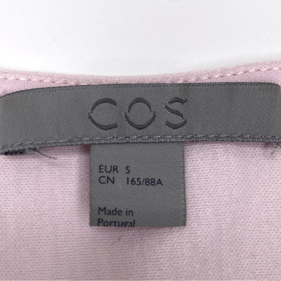COS Asymmetrical Top S Blush Pink Tunic Blouse Shirt Minimalist Relaxed V-Neck - Picture 11 of 16